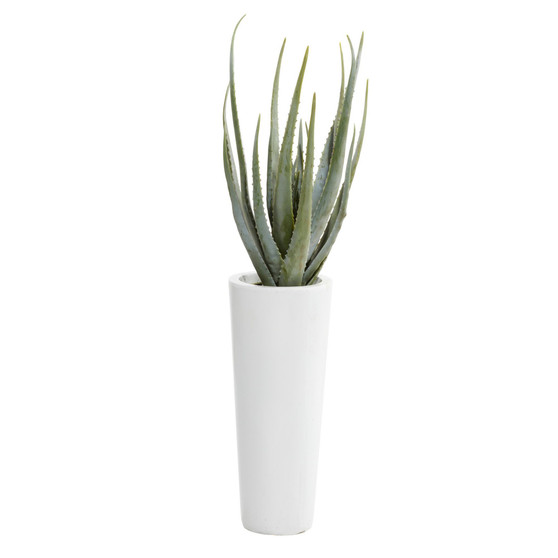 Contemporary Aloe Vera Artificial Plant, 33.5"