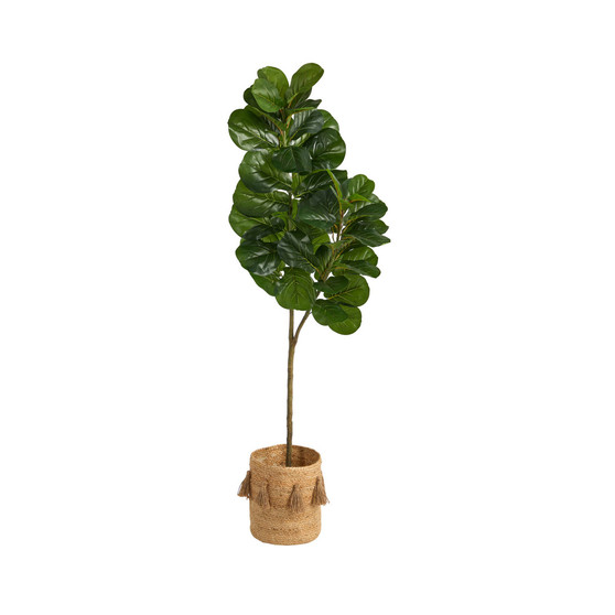 5.5' Fiddle Leaf Fig Artificial Tree in Planter with Tassels