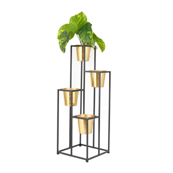 Black Metal 4 Tier Planter with Black Removable Stand