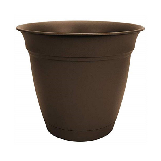 HC Companies Eclipse Round Plastic Flower Planter Chocolate 6"