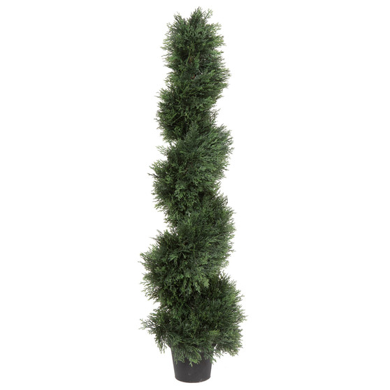 4' Artificial Potted Green Cedar Spiral Tree