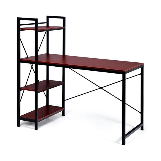 47.5'' Compact Computer Desk With 4-Tier Storage Bookshelves