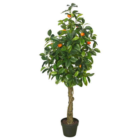 51" Artificial Green and Orange Real Touch Orange Tree