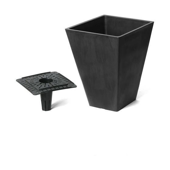 17326 Valencia Square Flower Pot Planter 10 Inch Black