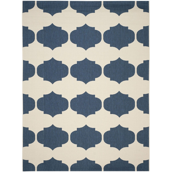 Courtyard Beige and Navy 9' x 12' Outdoor Area Rug
