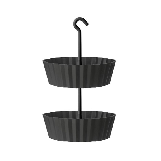 Sunny Hanging 2-Tiered Lace Planter Round Anthracite 10in