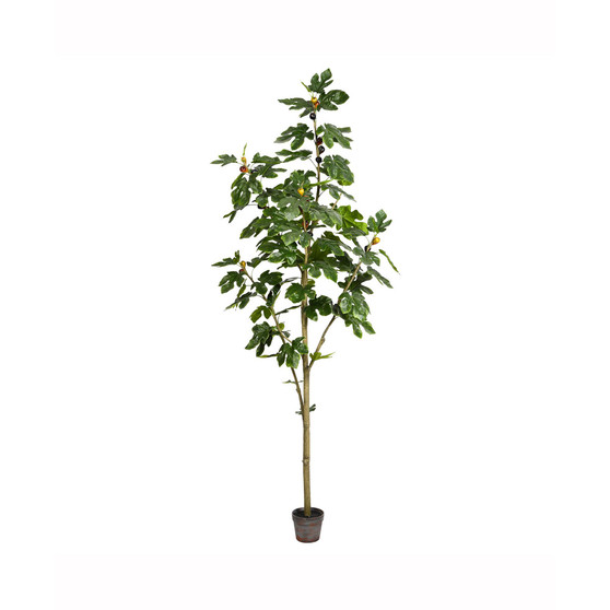 7' Artificial Potted Fig Tree With 86 Leaves