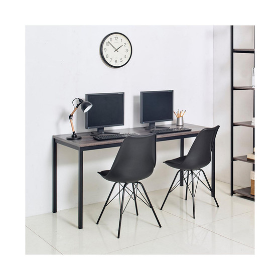 Harry Contemporary Wood and Metal Computer Desk in Black and Rustic Gray