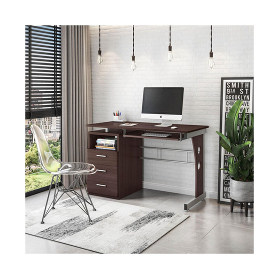 Computer Desk with Ample Storage, Chocolate