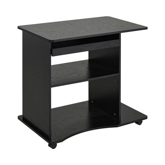 Mobile Computer Desk Office Table with Sliding Keyboard, Shelves