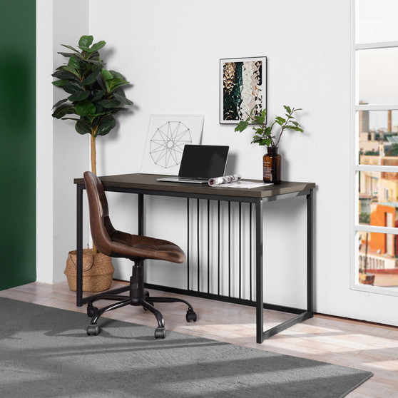 47.2" L Square Computer Desk - WALNUT & BLACK