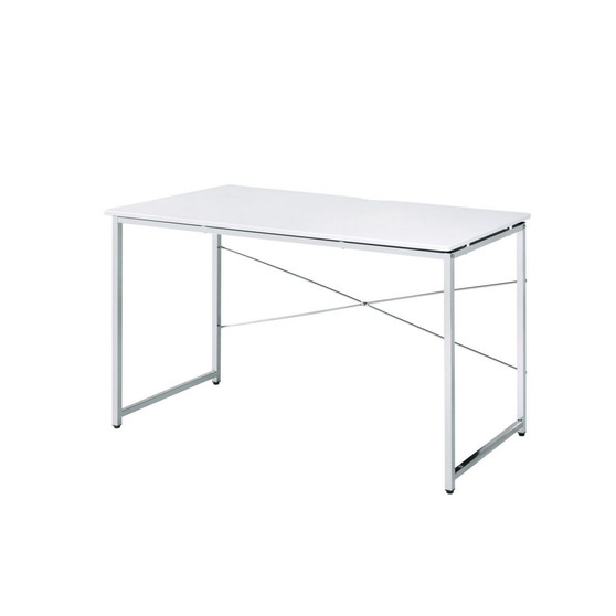 Tennis Writing Desk, White & Chrome Finish 93190