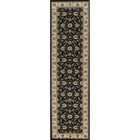 CLOSEOUT! 1592/1014/BLACK Pesaro Black 2'2" x 7'7" Runner Rug
