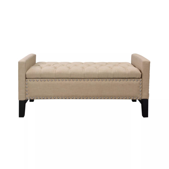 Columbus Button Tufted Storage Bench with Nailhead Trim