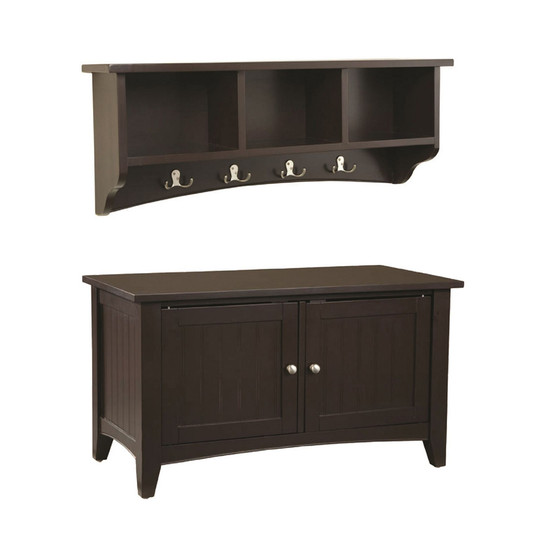 Shaker Cottage Storage Coat Hook with Cabinet Bench Set