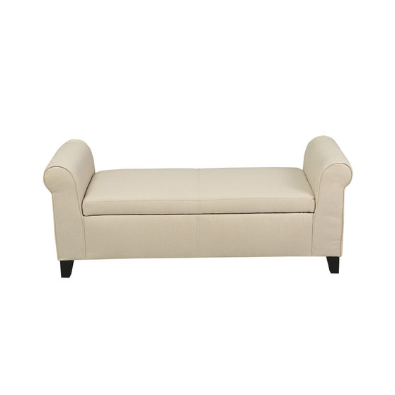 Hayes Contemporary Upholstered Storage Ottoman Bench with Rolled Arms