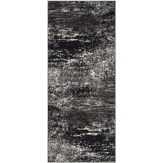 Adirondack Silver and Black 2'6" x 8' Runner Area Rug