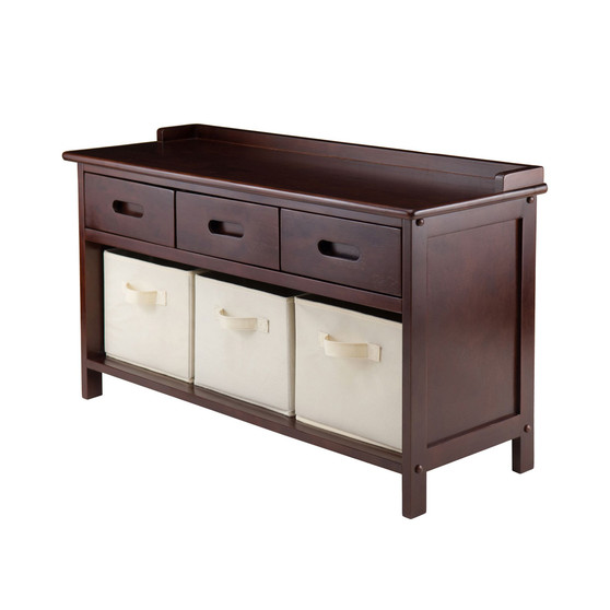 Adriana 4-Piece Storage Bench Set with 3 Foldable Baskets