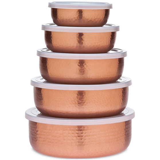 5-Pc. Hammered Copper Storage Bowl Set