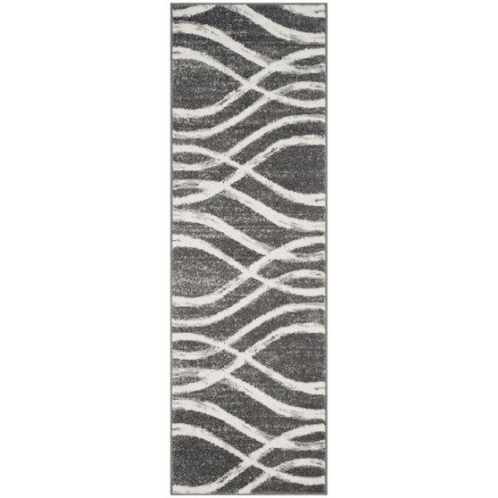 Adirondack Charcoal and Ivory 2'6" x 8' Runner Area Rug