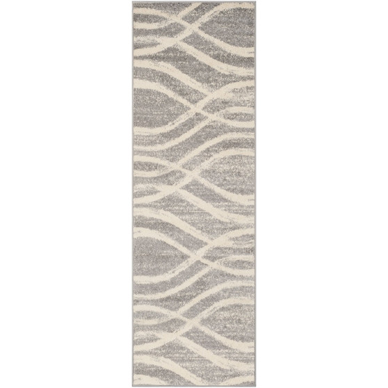 Adirondack Grey and Cream 2'6" x 6' Runner Area Rug
