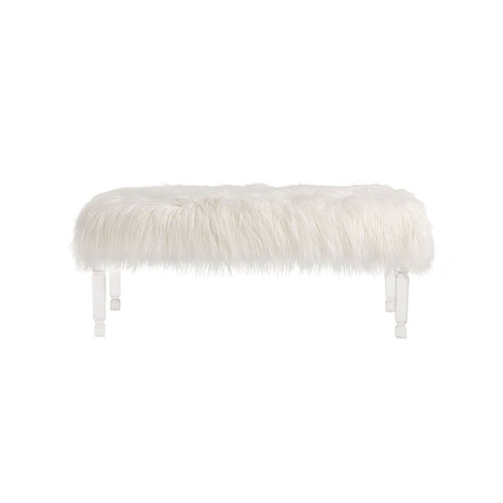 44.88" L Faux Fur Upholstered Bench with Acrylic Legs
