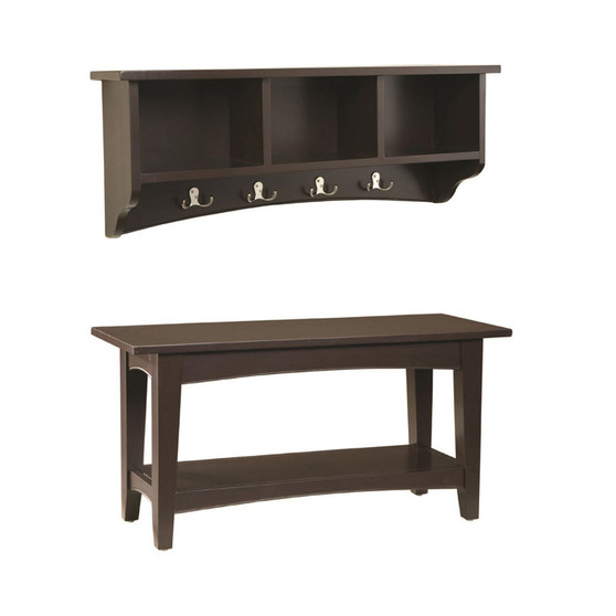 Shaker Cottage Storage Coat Hook with Bench Set
