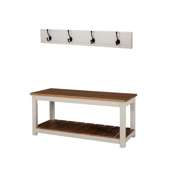 Savannah Coat Hook with Bench Set, Ivory