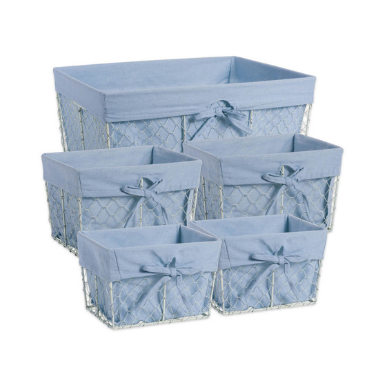 Chicken Wire Denim Liner Basket Set of 5