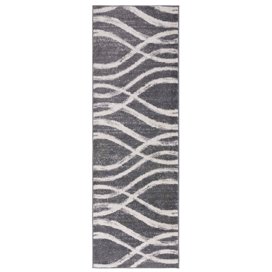 Adirondack Charcoal and Ivory 2'6" x 6' Runner Area Rug