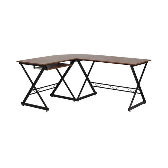 Laminate L-Shape Computer Desk With Pull-Out Keyboard Tray