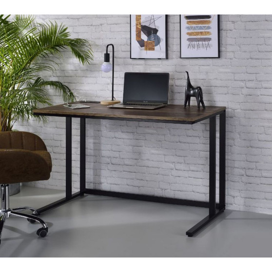 Tyrese Built-in USB Port Writing Desk, Walnut & Black Finish 93096