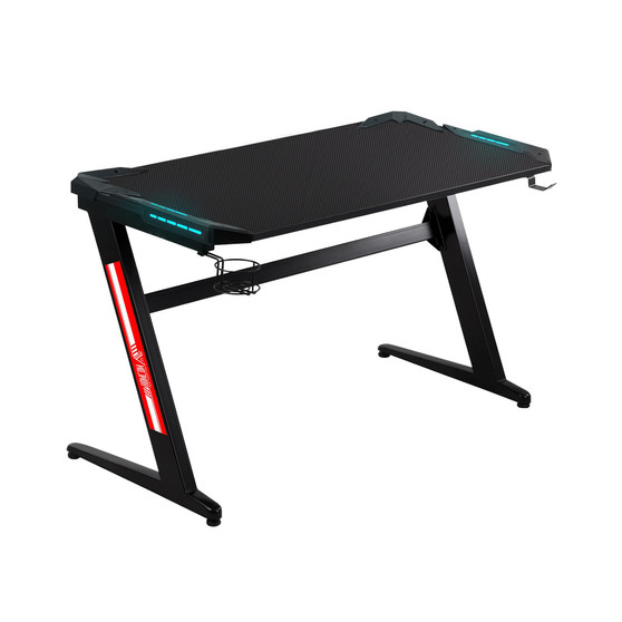 47" Computer Gaming Desk w/ LED Lighting Strips & Headphone Hook