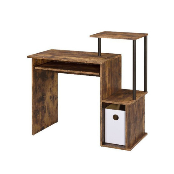 Lyphre Computer Desk, Weathered Oak & Black Finish 92760