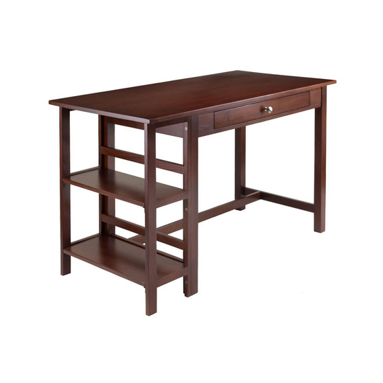 Transitional Velda Writing Desk with Shelves, Walnut