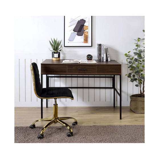 Verster Built-in USB Port Writing Desk, Oak & Black Finish 93092