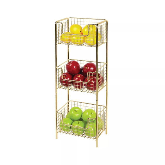 Vertical Standing Kitchen Pantry Food Shelving with 3 Baskets