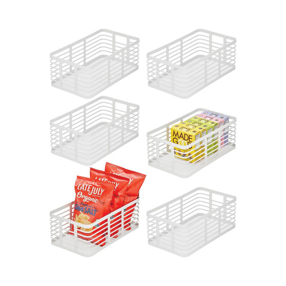 Metal Wire Organizer Basket for Kitchen/Pantry, 6 Pack, Matte White