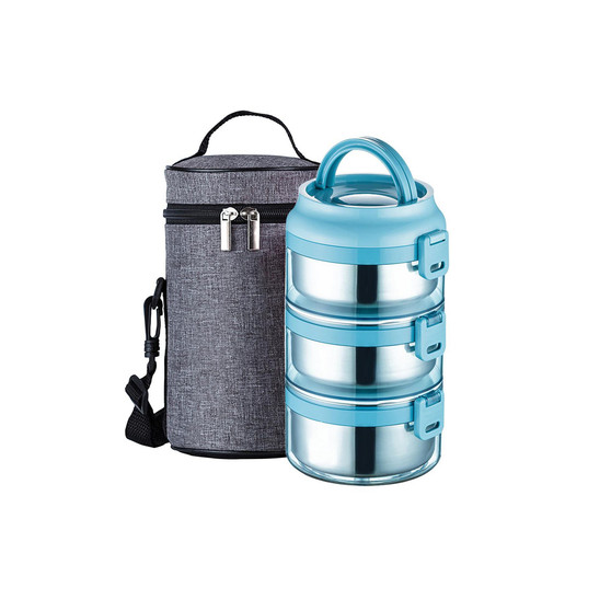75OZ Stainless Steel Stackable Compartment Lunch Box With Lunch Bag