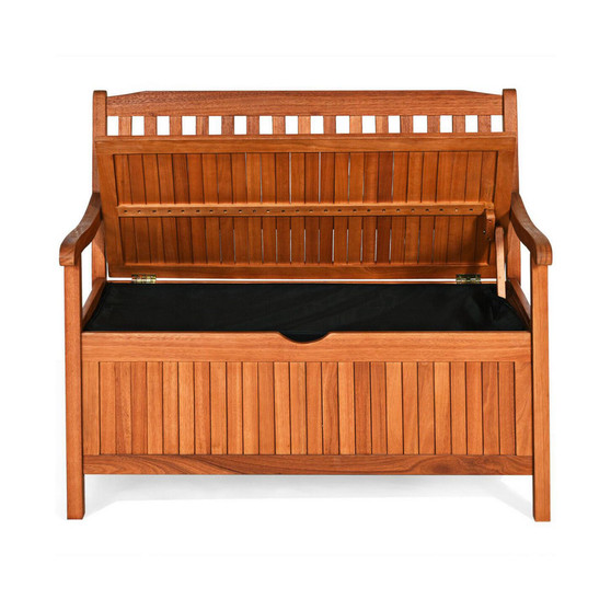 42'' Storage Bench Deck Box Solid Wood Seating Container Tools Toys