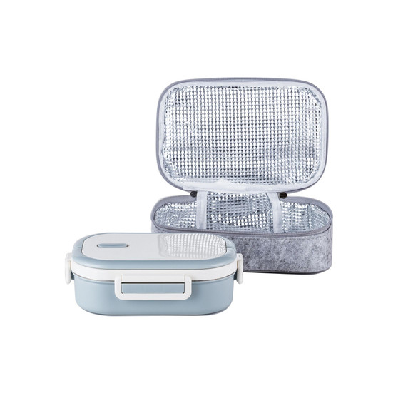 22OZ Leakproof Lunch Box With Insulated Lunch Bag, Grey