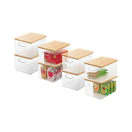 Plastic Kitchen Food Storage Bin with Lid, Small - 8 Pack