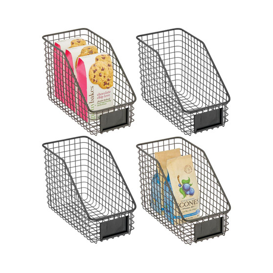Slanted Kitchen Pantry Storage Basket, 4 Pack