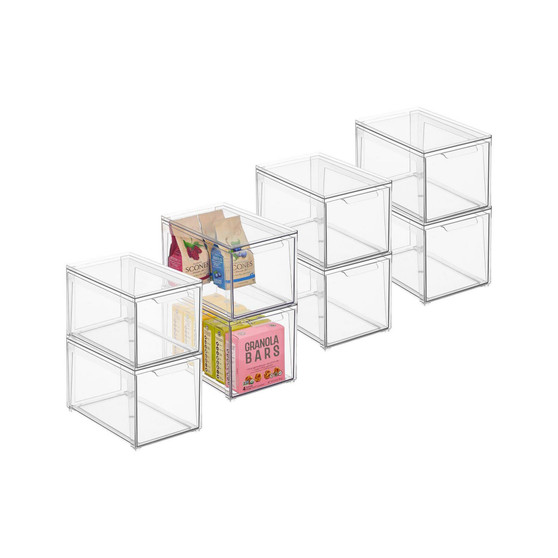 Stackable Kitchen Storage Bin Box with Pull-Out Drawer, Medium - 8 Pack