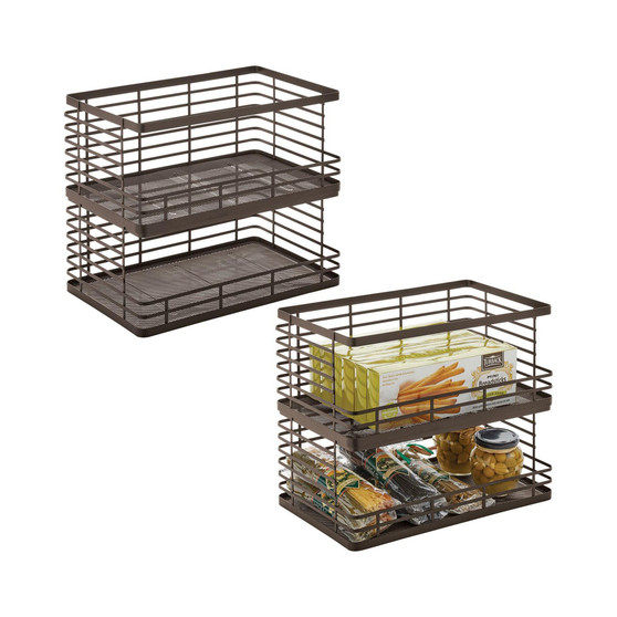 Stackable Open Front Wire Food Organizer Basket, Large, 4 Pack, Bronze