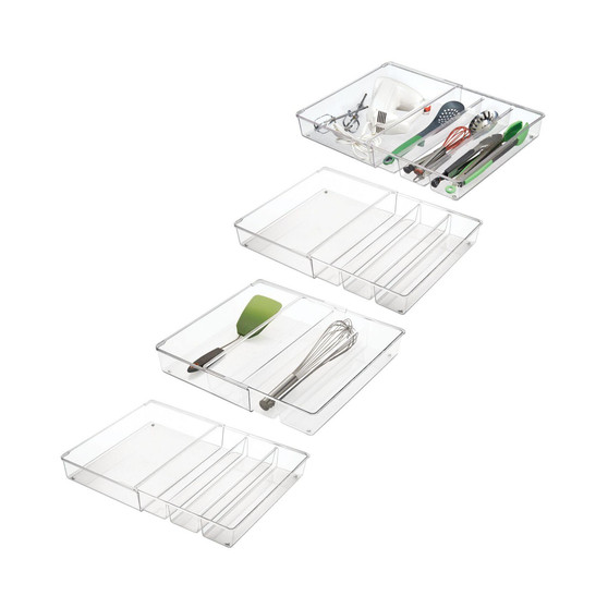 Plastic Adjustable/Expandable Drawer Storage Organizer, 4 Pack