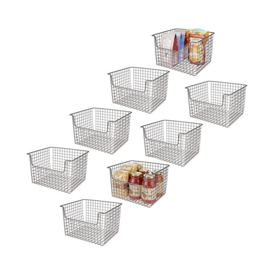 Metal Open Front Kitchen Food Storage Basket, 8 Pack