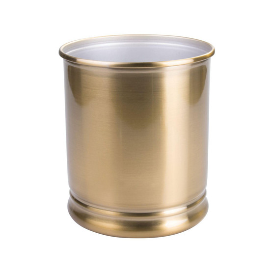 Steel Stylish Round Trash Can, Wastebasket Storage Container, Soft Brass