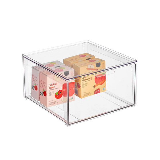 Plastic Stackable Kitchen Pantry Organizer with Drawer, Medium