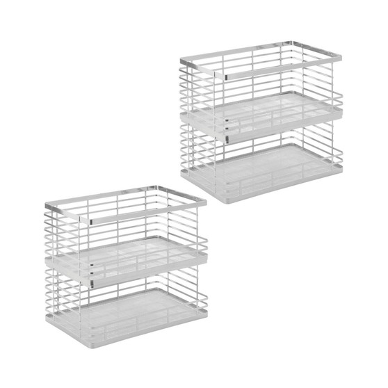 Stackable Open Front Wire Food Organizer Basket, Large, 4 Pack, Chrome